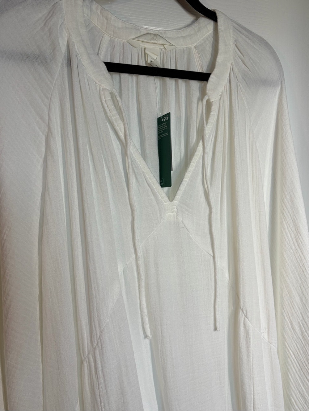 NWT! H&M White Maxi Peasant Dress with Tie Neck - Picture 5 of 14